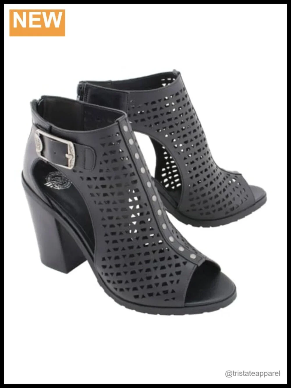 Women's Faux Leather Platform Heeled Sandals Open Toe Mesh Buckle Zip